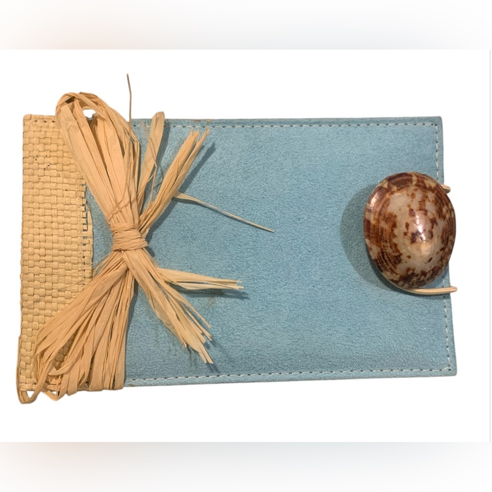Aqua Faux Suede Photo Album W Sea Shell Button Beach Holds 80 Photos NWOT